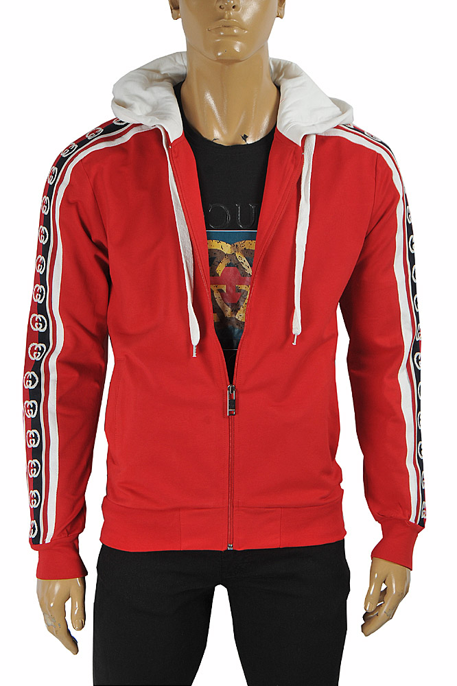 GUCCI men's cotton hoodie with signature stripes 180